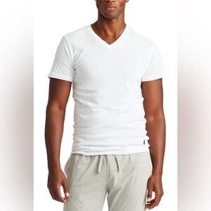 NWOT Men’s POLO RALPH LAUREN Slim Modern Fit White V-Neck Tee Shirt Size XS